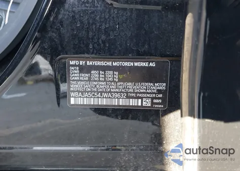 2018 BMW 530I from USA, damaged, VIN WBAJA5C54JWA39632